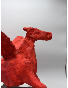 Mónica Coto. Pegaso, Caballo alado. Madera policromada. 2