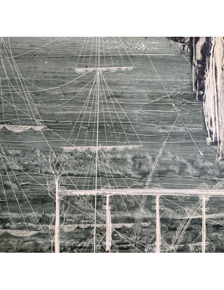 Lugrís Vadillo , Urbano . (Vigo,1942 - A Coruña,2018). S/t.. Óleo sobre tabla.