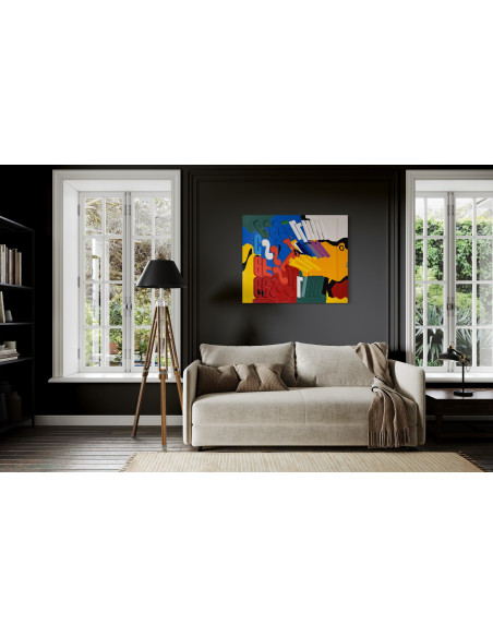 Julio Pereira (Venezuela, 1969). Abstracción 28. Materiales reciclados policromados.
