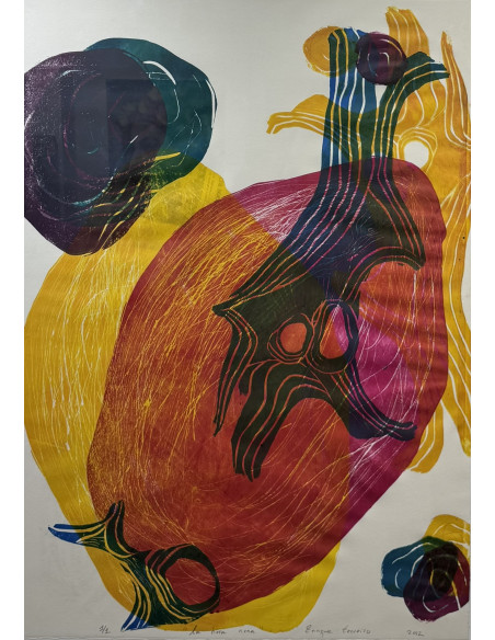 Enrique Tenreiro. (A Coruña, 1969). La hora nona. Grabado monotipo.