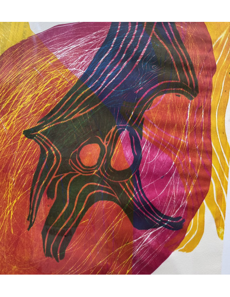 Enrique Tenreiro. (A Coruña, 1969). La hora nona. Grabado monotipo.