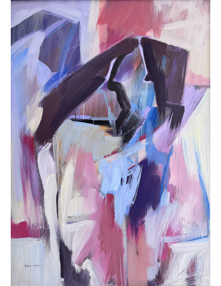 Gabino Gaona. (Valoria la Buena, Valladolid. 1933 - 2007). S/t. Óleo sobre tabla.