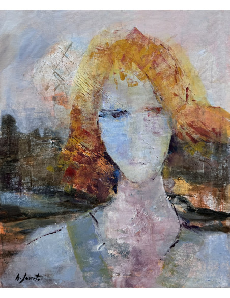 Ángeles Jorreto (Ourense, 1944). Te veo. Mixta sobre lienzo.