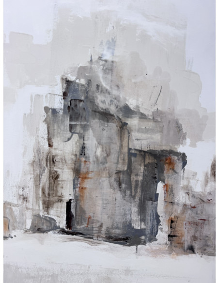 RROJO. (Vigo, Pontevedra, 1971). Bruma sobre la ciudad vieja. Mixta sobre lienzo.