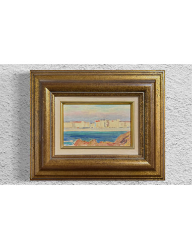 Tenreiro Brochón , Antonio (A Coruña, 1923 - 2006). Puesta de sol. Óleo sobre tabla.