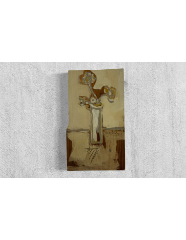 Xoti de Luis (Vigo, 1953 ). Florero. Óleo sobre tabla.