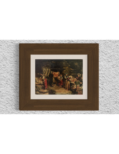 Atribuido a Jenaro Carrero Fernández (Noia 1874–Santiago de Compostela 1902). Panadeiras de Meira. Óleo sobre tabla.