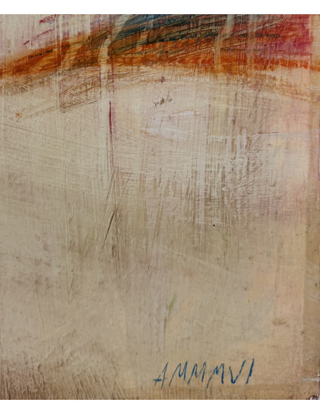 Murado, Antonio (Lugo, 1964). A MONECA. Oleo, lápiz e impresión sobre tabla.