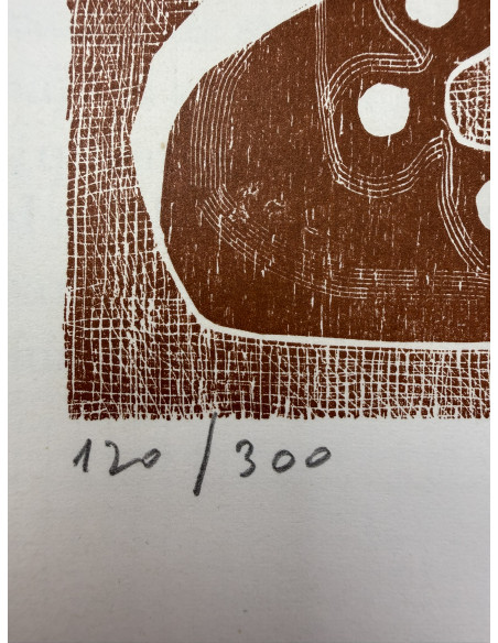 Luis Seoane. (Buenos Aires, Argentina, 1910 - A Coruña, 1979). Los Bueyes del Bestiario Girri. Xilografía.