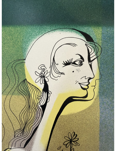 Tomás Pereira Revuelta. (A Coruña 1929-1993). Pareja. Aerógrafo y tinta sobre cartulina.