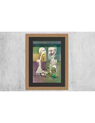Tomás Pereira Revuelta. (A Coruña 1929-1993). Pareja. Aerógrafo y tinta sobre cartulina.