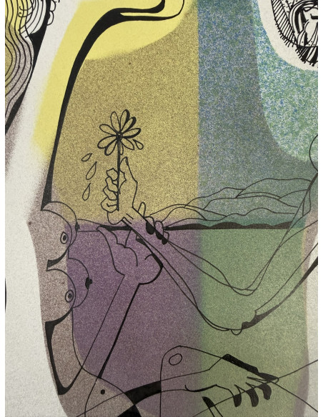 Tomás Pereira Revuelta. (A Coruña 1929-1993). Pareja. Aerógrafo y tinta sobre cartulina.