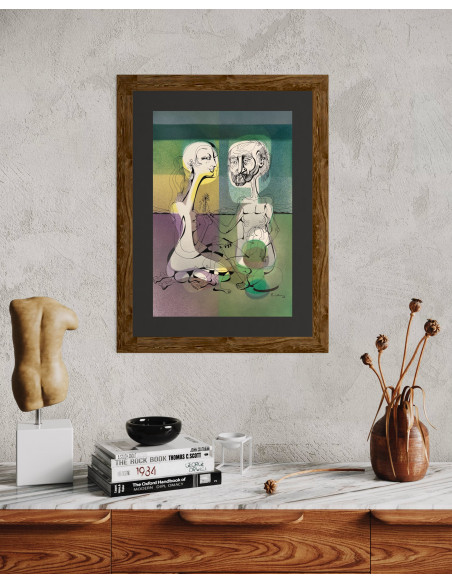 Tomás Pereira Revuelta. (A Coruña 1929-1993). Pareja. Aerógrafo y tinta sobre cartulina.