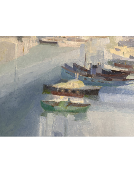 Gloria Torner (Burgos, 1934). Marina. Óleo sobre tabla.