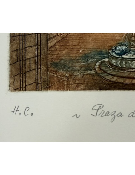 N. Rial. Praza das Praterias. Aguafuerte.