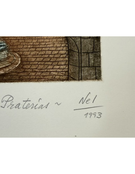 N. Rial. Praza das Praterias. Aguafuerte.