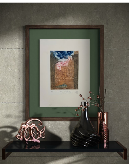 N. Rial. Praza das Praterias. Aguafuerte.