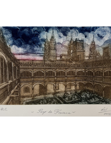 N. Rial. Pazo de Fonseca. Aguafuerte.