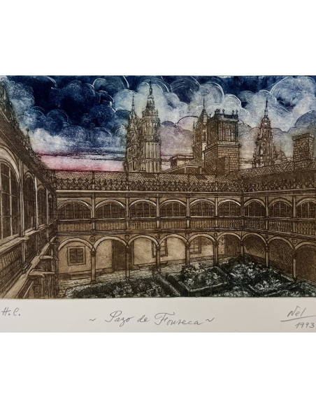 N. Rial. Pazo de Fonseca. Aguafuerte.