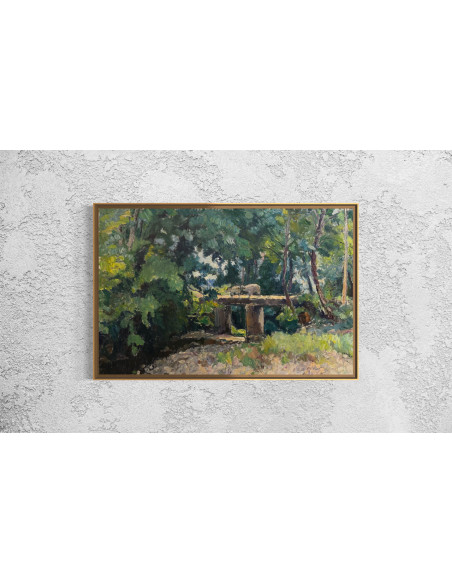 Juan Luis López García (Santiago de Compostela, 1894-Madrid, 1979). A Pontella. Óleo sobre lienzo.