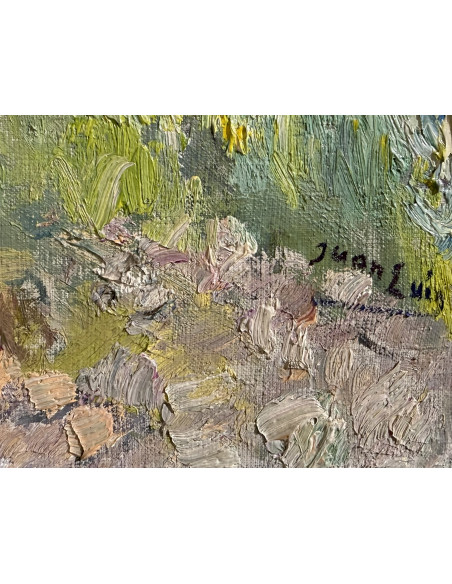 Juan Luis López García (Santiago de Compostela, 1894-Madrid, 1979). A Pontella. Óleo sobre lienzo.