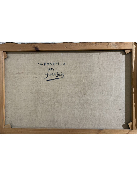 Juan Luis López García (Santiago de Compostela, 1894-Madrid, 1979). A Pontella. Óleo sobre lienzo.