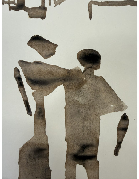 Cabanas, Xaime (A Coruña, 1953 - 2013). Sin título. Técnica mixta sobre cartulina.