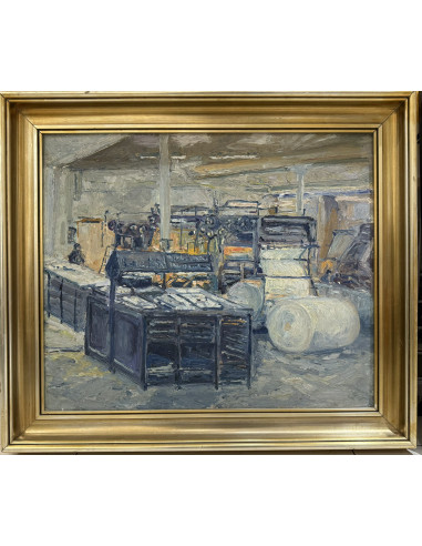 Manuel Santiago. Rotativas Correo Gallego. Óleo...