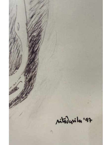 Nito da Vila. (A Coruña, 1952). Auga de Seltz. Mixta sobre cartulina.