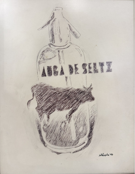 Nito da Vila. (A Coruña, 1952). Auga de Seltz. Mixta sobre cartulina.
