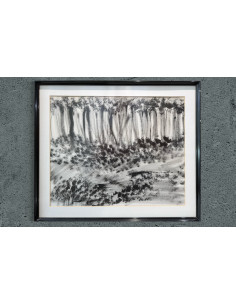 Maribel Mouriño. (Brasil, 1961). Paisaje. Tinta sobre cartulina.