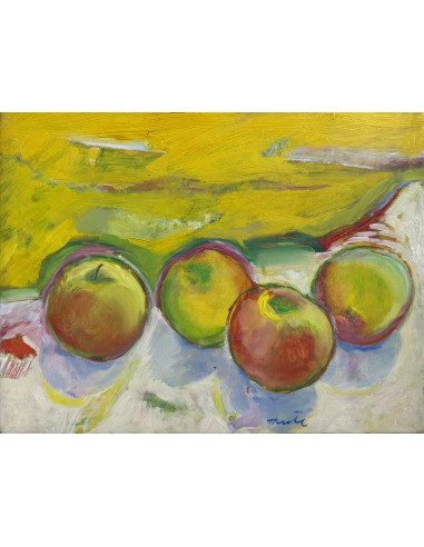 Anxel Huete (Ourense, 1944). Manzanas. Óleo...