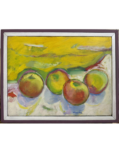 Anxel Huete (Ourense, 1944). Manzanas. Óleo...