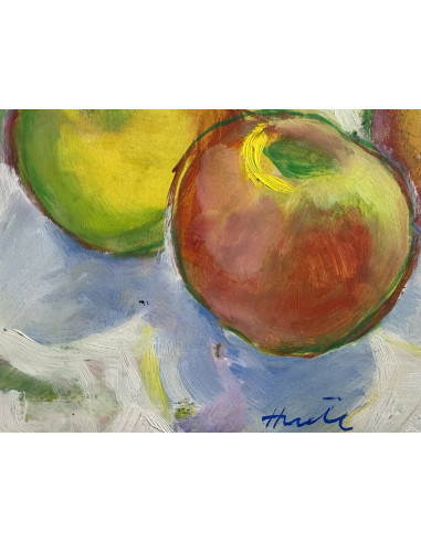 Anxel Huete (Ourense, 1944). Manzanas. Óleo...