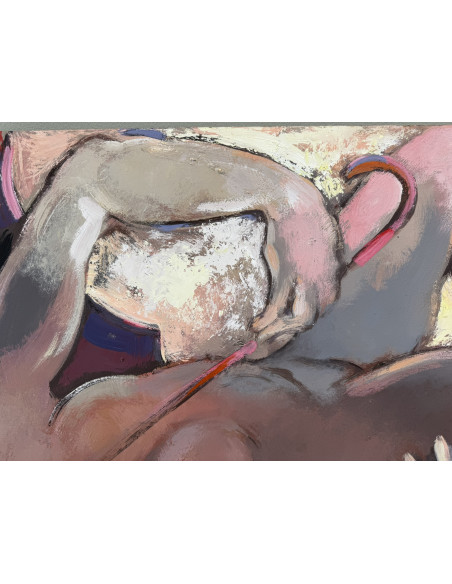 Criado, Felipe. (Gijón, Asturias, 1928 - A Coruña, 2013). Serie paraguas. Óleo sobre tabla.