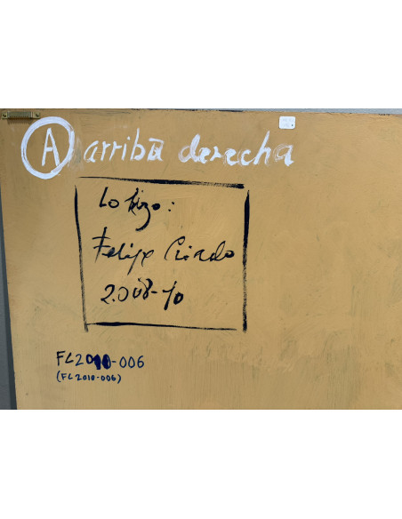Criado, Felipe. (Gijón, Asturias, 1928 - A Coruña, 2013). Serie paraguas. Óleo sobre tabla.