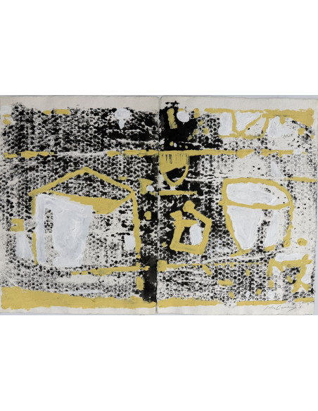 Cabanas, Xaime (A Coruña, 1953 - 2013). Sin título. Técnica mixta sobre cartulina.