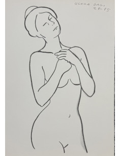 Elena Gago (A Coruña 1940 - 2011). Desnudo. Carboncillo. 2