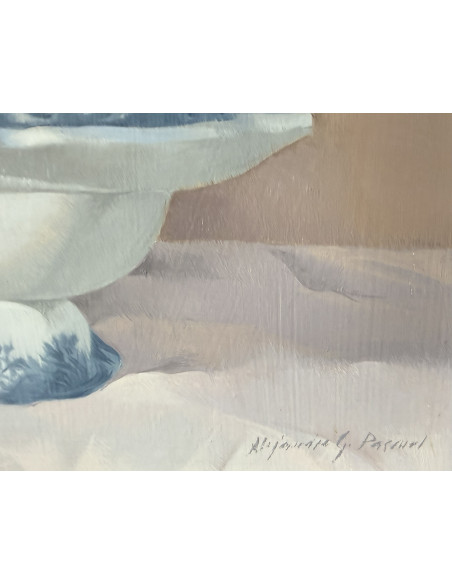 Alejandro González Pascual. ( A Coruña, 1930 - 1993 ). Bodegón. Óleo sobre tabla.