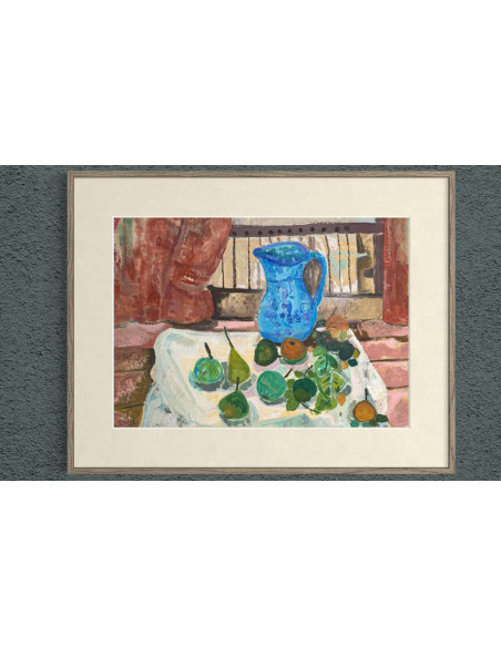 Dans, María Antonia (Oza dos Ríos, 1927 - Madrid, 1988). Bodegón. Técnica mixta sobre cartulina.