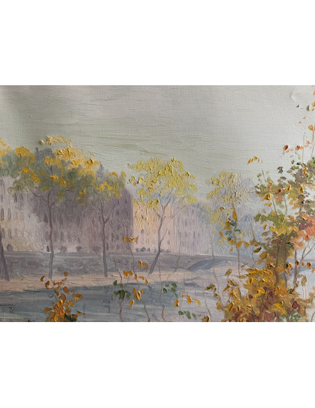 Abelenda Freire, Leonardo. (A Coruña 1928 - Madrid 1995). Mañana de Otoño (Paris). Óleo sobre lienzo.