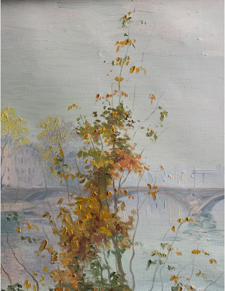 Abelenda Freire, Leonardo. (A Coruña 1928 - Madrid 1995). Mañana de Otoño (Paris). Óleo sobre lienzo.