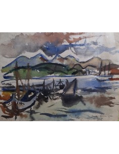 Tenreiro, Jaime (A Coruña, 1955 - 2018) Barcas. Acuarela