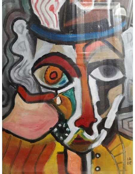Tenreiro , Jaime (A Coruña, 1955 - 2018) Lágrimas de payaso. Técnica mixta sobre tela