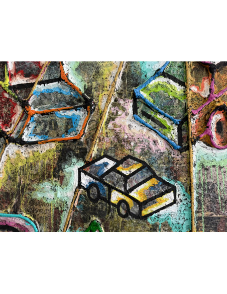 Durán Candal (A Coruña, 1978). Nos prometieron coches volando. (Mixta sobre lienzo).