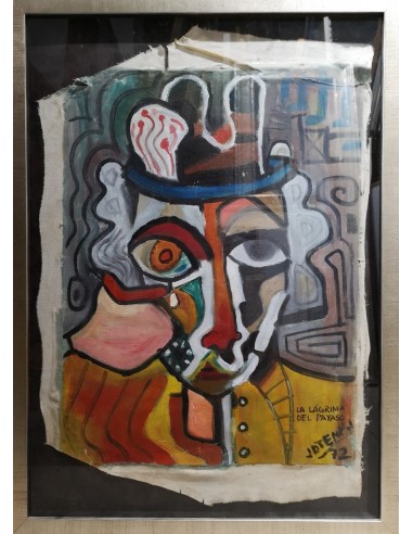 Tenreiro , Jaime (A Coruña, 1955 - 2018) Lágrimas de payaso. Técnica mixta sobre tela
