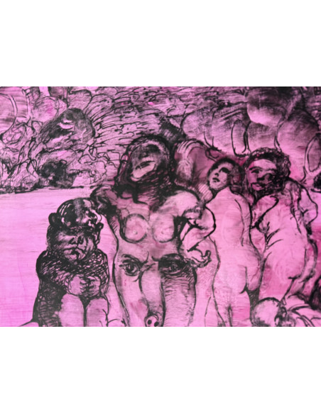 Pérez Bellas, Agustín  (Vigo 1925 - 1982). Elefantiasis. Mixta sobre cartulina