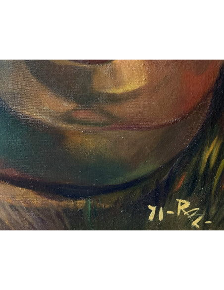 Rivas Briones. (Madrid, 1918 - Pontevedra, 2004). Toleirada da Leiteira. Óleo sobre lienzo.