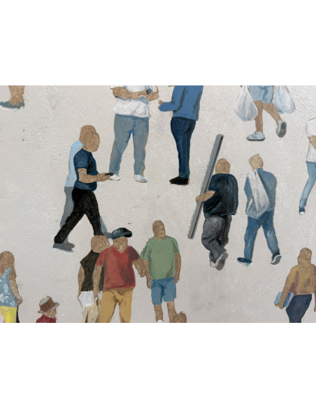 Garaizábal, Javier. (Ferrol, A Coruña, 1944). Caminantes. Óleo sobre tabla.