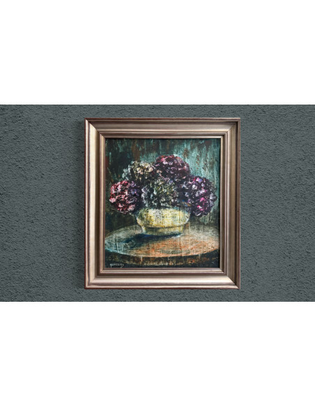 Argüelles , Julio Fernández . (Astorga, León, 1923- A Coruña, 2002). Florero. Técnica mixta sobre táblex